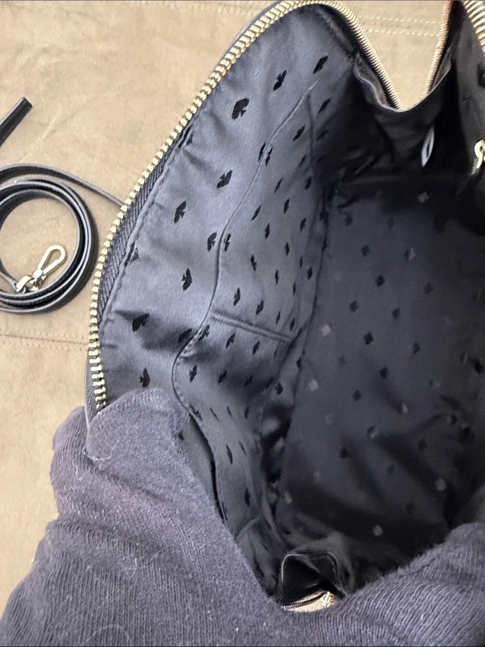 kate spade Black Quilted Dome Satchel with Removable Strap